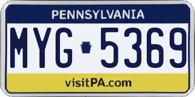 PA license plate MYG5369