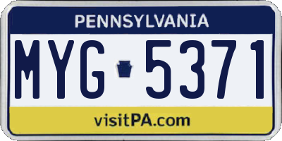 PA license plate MYG5371