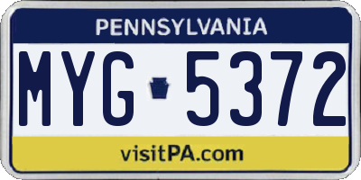 PA license plate MYG5372