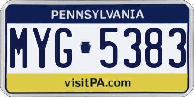 PA license plate MYG5383