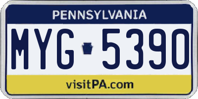 PA license plate MYG5390
