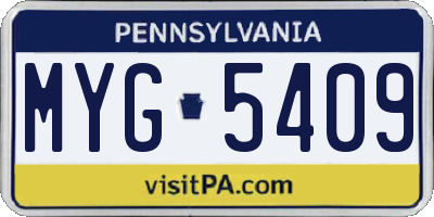 PA license plate MYG5409