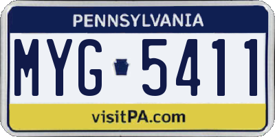 PA license plate MYG5411