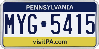 PA license plate MYG5415
