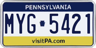 PA license plate MYG5421