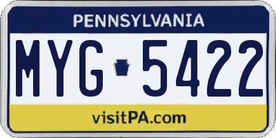 PA license plate MYG5422