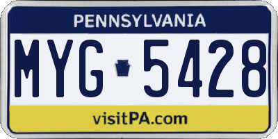 PA license plate MYG5428