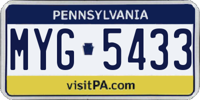PA license plate MYG5433
