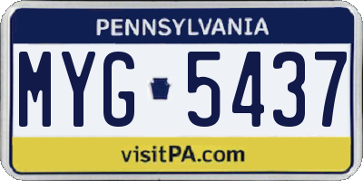 PA license plate MYG5437