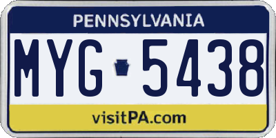 PA license plate MYG5438