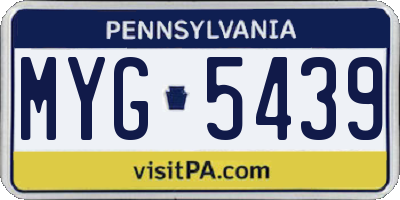 PA license plate MYG5439