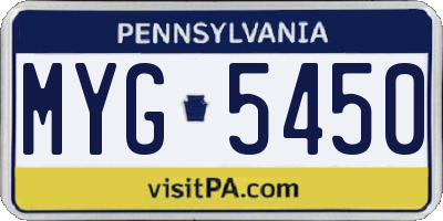 PA license plate MYG5450