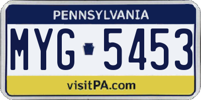 PA license plate MYG5453