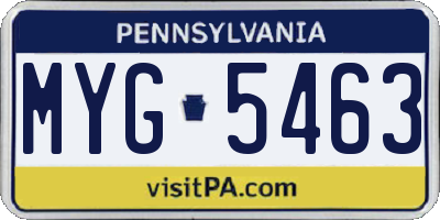PA license plate MYG5463