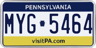 PA license plate MYG5464