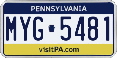 PA license plate MYG5481