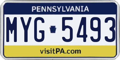 PA license plate MYG5493