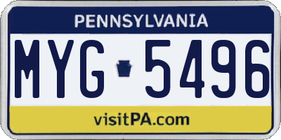 PA license plate MYG5496