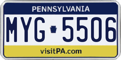 PA license plate MYG5506