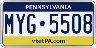 PA license plate MYG5508