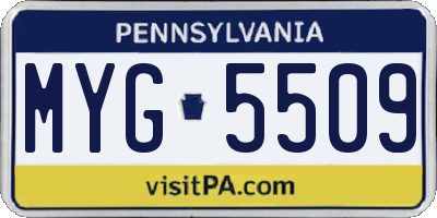 PA license plate MYG5509
