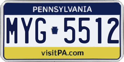PA license plate MYG5512
