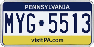 PA license plate MYG5513