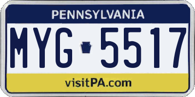 PA license plate MYG5517