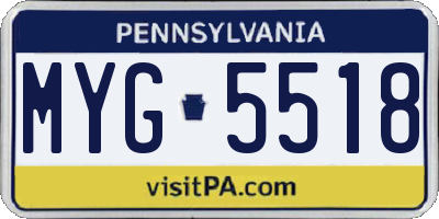PA license plate MYG5518
