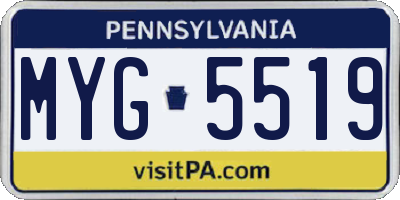 PA license plate MYG5519