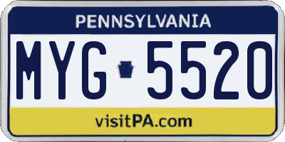 PA license plate MYG5520
