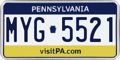 PA license plate MYG5521
