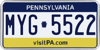 PA license plate MYG5522