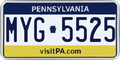 PA license plate MYG5525