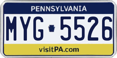 PA license plate MYG5526