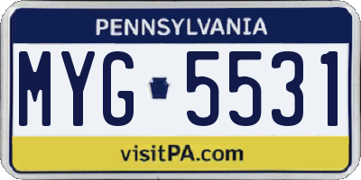 PA license plate MYG5531