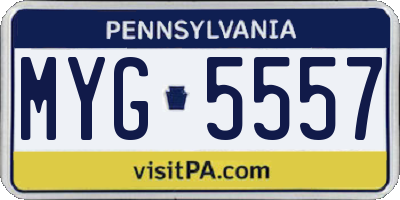PA license plate MYG5557