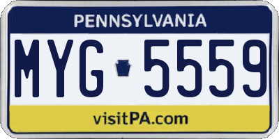 PA license plate MYG5559