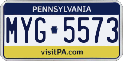 PA license plate MYG5573