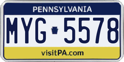PA license plate MYG5578