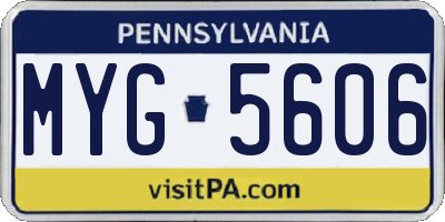 PA license plate MYG5606