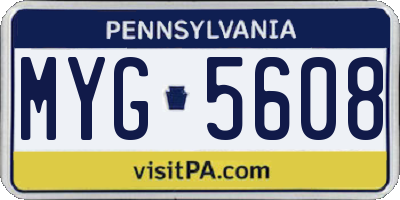 PA license plate MYG5608