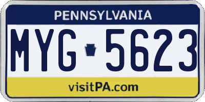 PA license plate MYG5623