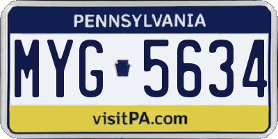 PA license plate MYG5634