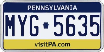 PA license plate MYG5635