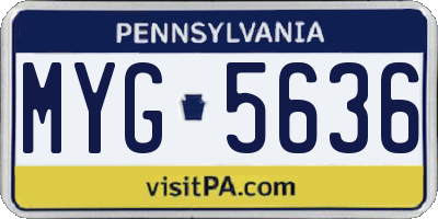 PA license plate MYG5636