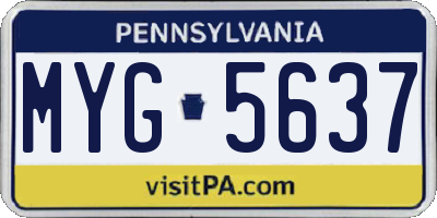 PA license plate MYG5637