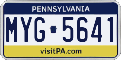 PA license plate MYG5641