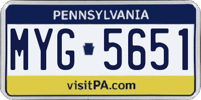 PA license plate MYG5651