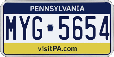 PA license plate MYG5654